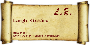 Langh Richárd névjegykártya